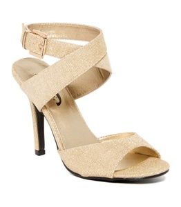 SZ 8 Gold Metallic Strap Women's Heel Sandal NEW